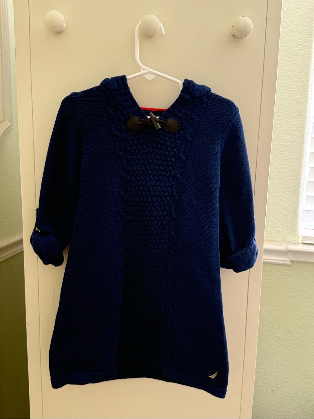 Nautica Navy Hooded Knit Dress with Toggle